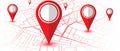 Pin in showing location on gps navigator map. Vector illustration