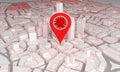 Pin symbol with coronavirus in abstract city Royalty Free Stock Photo