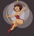 Pin-up cartoon girl circus aerial artist performac Royalty Free Stock Photo