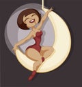 Pin-up cartoon girl circus aerial artist performac Royalty Free Stock Photo