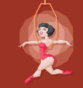 Pin-up cartoon girl circus aerial artist performace Royalty Free Stock Photo