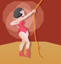 Pin-up cartoon girl circus aerial artist performace Royalty Free Stock Photo