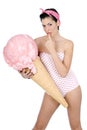 Pin-up female with ice cream Royalty Free Stock Photo