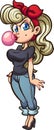 Pin up girl blowing bubble gum Royalty Free Stock Photo