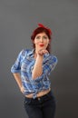 Pin up girl blowing a kiss Royalty Free Stock Photo