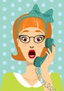 Pin up girl calling on vintage phone