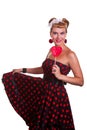 Pin-up Girl with heart shaped candy Royalty Free Stock Photo