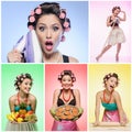 Pin-up housewife collage