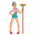 Pin up style cleaner girl