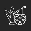 Pina colada chalk white icon on black background Royalty Free Stock Photo