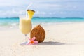 Pina Colada cocktail on the beach Royalty Free Stock Photo