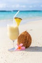 Pina Colada cocktail on the beach Royalty Free Stock Photo
