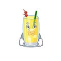 Pina colada cocktail cartoon character style having strange silent face