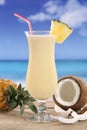 Pina Colada cocktail with fruits on the beach Royalty Free Stock Photo