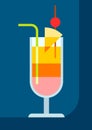 Pina colada cocktail in glass. Alcoholic drink illustration. Royalty Free Stock Photo