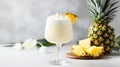 Pina colada cocktail in a glass. Selective focus.