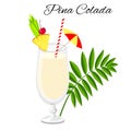 Pina Colada cocktail isolated on white