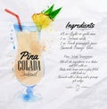 Pina colada cocktails watercolor Royalty Free Stock Photo