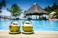 Pina Colada drink at pool and bar Royalty Free Stock Photo