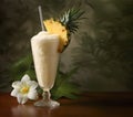 pina colada with pineapples, a glass of tropical Caribbean drink. Royalty Free Stock Photo