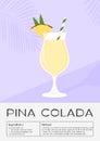 Pina Colada Tropical Cocktail blended with ice. Summer aperitif with rum, coconut milk and pineapple juice. Minimalistic