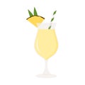 Pina Colada Tropical Cocktail with ice. Summer cold drink garnished with pineapple fruit. Aperitif, juice or smoothie in Royalty Free Stock Photo