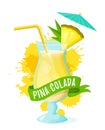 Pina colada - vector illustration isolated on white background Royalty Free Stock Photo