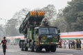 Pinaka multi barrel rocket launcher operators preparing for taking part in the upcoming Indian Republic Day parade at Indira