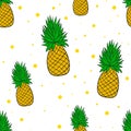 Pinaplle seamless pattern. Tropical fruit. Summer background