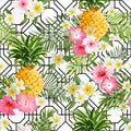 Pinapples and Tropical Flowers Geometry Background