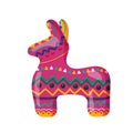 Pinata for birthday party, mexican holiday and carnival. Funny toy with candies or surprise inside. Vector cartoon of