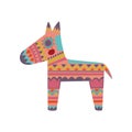 Pinata, colorful patterned donkey cartoon vector Illustration Royalty Free Stock Photo