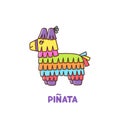 Pinata donkey - Mexican paper toy, for a holiday, on a white background.