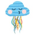 Pinata jellyfish for the holiday. Cartoon pinata jellyfish for birthday. Vector illustration for kids.