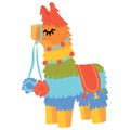 Pinata lama. Vector illustration of pinata with sweets for birthday.