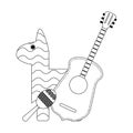 Pinata maraca and guitar mexican symbol black and white