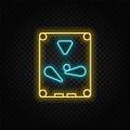 Pinball, arcade, game neon icon. Blue and yellow neon vector icon