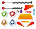 Pinball elements. Realistic set with different tools