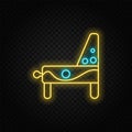 Pinball, game, arcade, retro neon icon. Blue and yellow neon vector icon