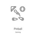 pinball icon vector from gaming collection. Thin line pinball outline icon vector illustration. Linear symbol for use on web and