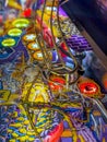 pinball machine details close-up at the arcade Royalty Free Stock Photo