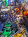 pinball machine details close-up at the arcade Royalty Free Stock Photo
