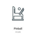 Pinball outline vector icon. Thin line black pinball icon, flat vector simple element illustration from editable entertainment