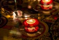 Pinball table close up view of vintage game machine Royalty Free Stock Photo