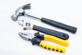 Pincer pliers claw hammer and wrench Royalty Free Stock Photo