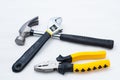 Pincer pliers claw hammer and wrench Royalty Free Stock Photo