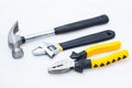Pincer pliers claw hammer and wrench Royalty Free Stock Photo