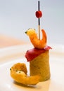 Pincho with shrimp and red pepper