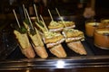 Pinchos are Spanish Snacks a type of traditional tapas in Marbella on the Costa del Sol Spain