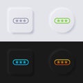 Pincode field box or Password field box icon set, Multicolor neumorphism button soft UI Design.